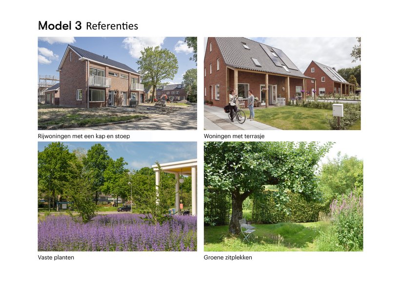 Foto's referenties model 3: huizen, planten, zitplekken